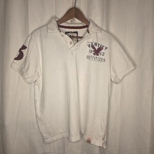 Cactus White Polo Shirt with Maroon Accents